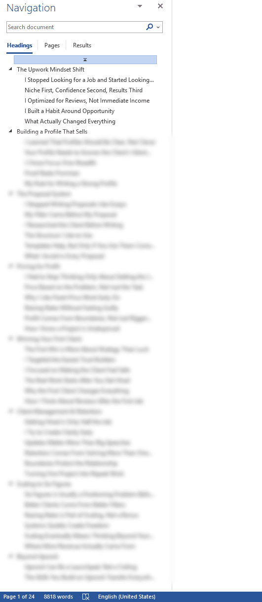 Upwork Ebook — Full Table of Contents across 8 chapters