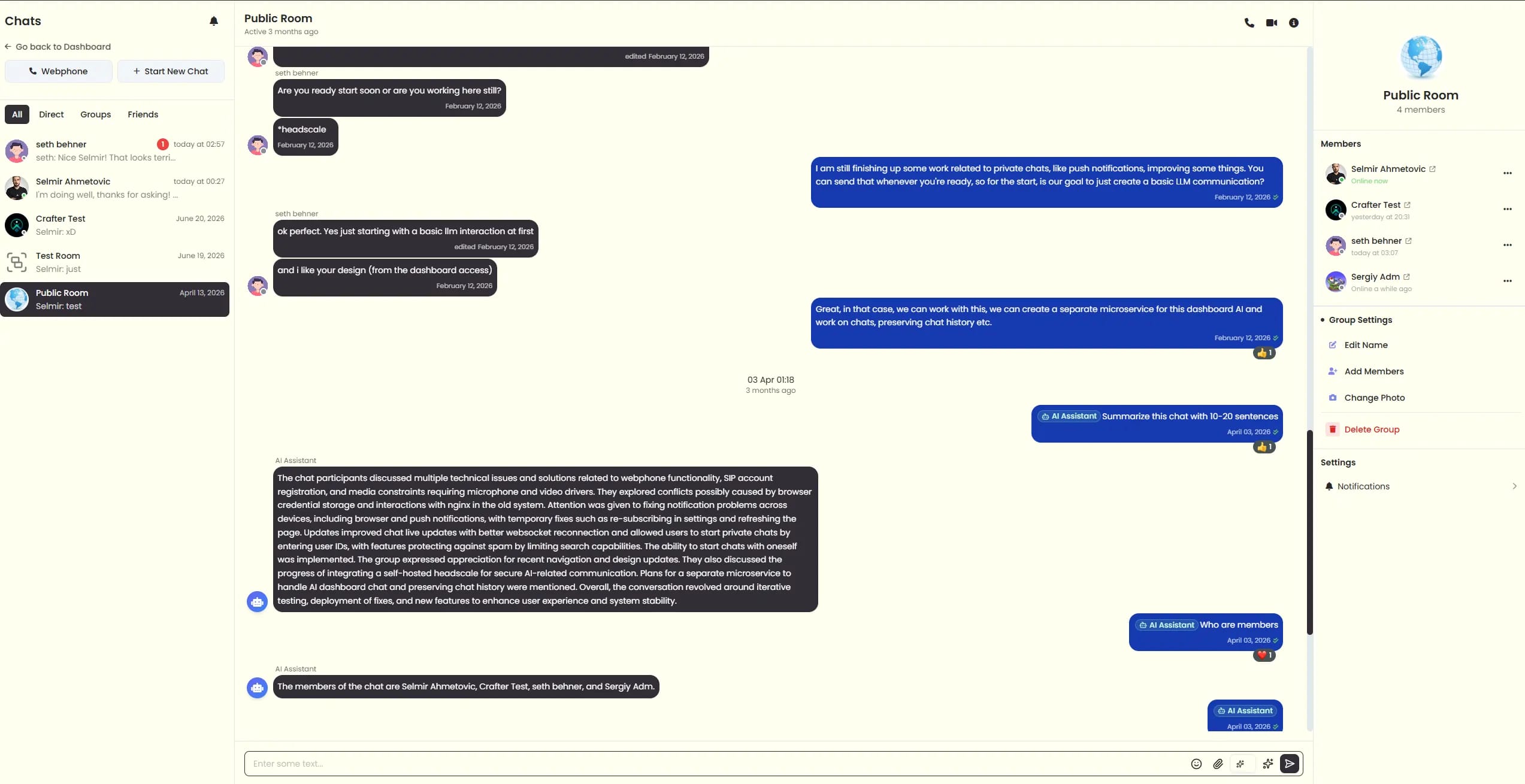 Scisbo Messaging group conversation