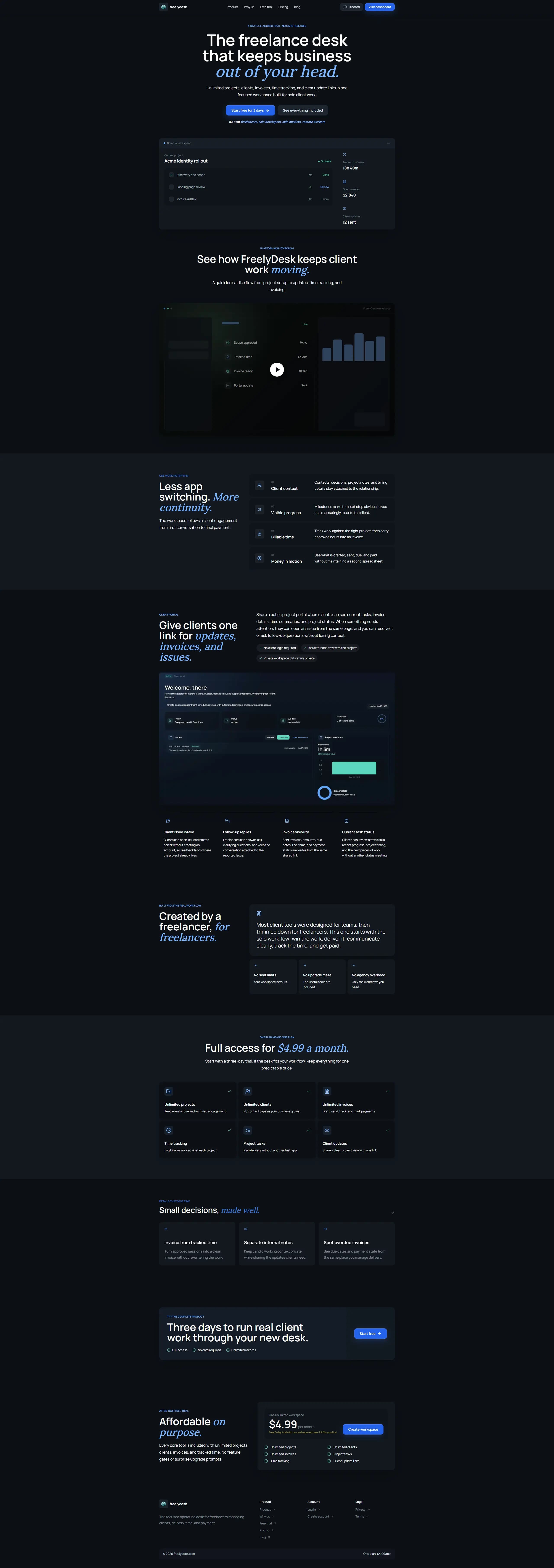 Full FreelyDesk marketing website